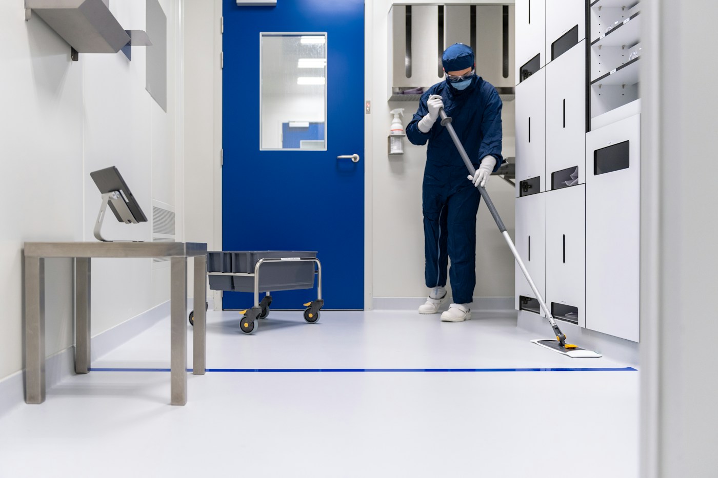 Technical cleaning in a controlled environment concept image